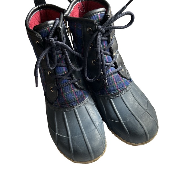 Tommy Hilfiger Blue Plaid Duck Boots – Women’s Size 9, Waterproof Winter Boots - Picture 3 of 8